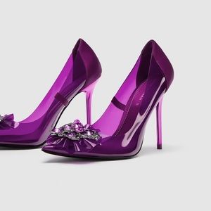 Zara Purple Vinyl Court Heel